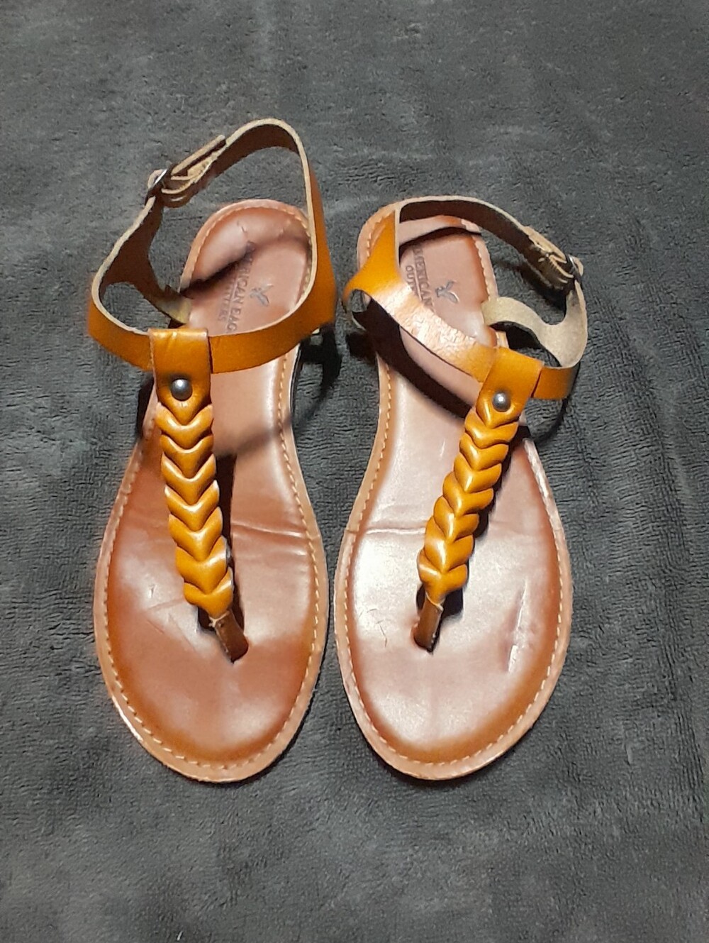 American Eagle Outfitters Braided Tan/Tan T-Strap Sandals